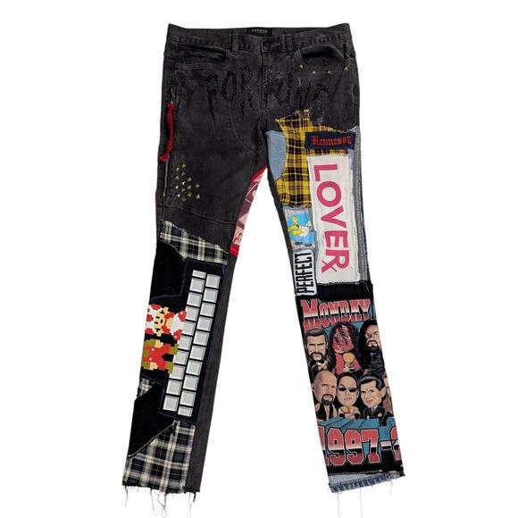 Pacsun Custom Patchwork Jeans 32x30 Y2K Punk Streetwear Denim - Picture 1 of 15